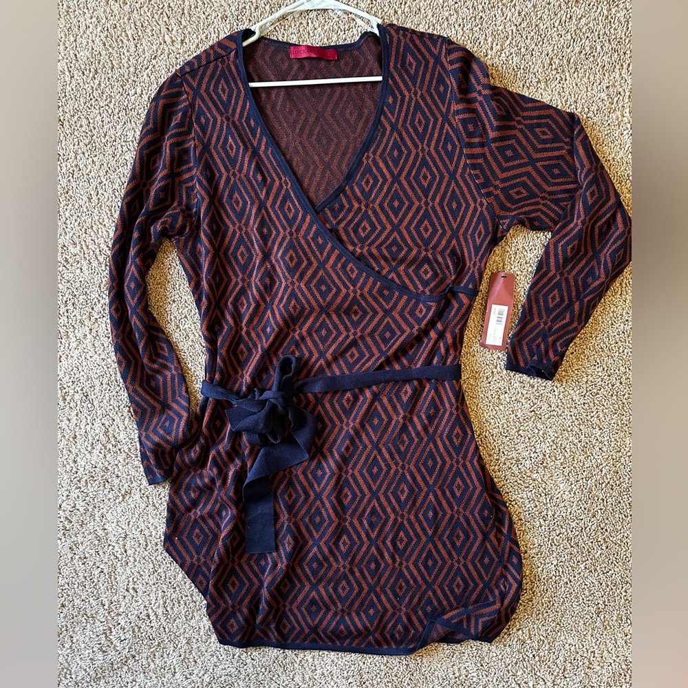 Geometric Patterned Wrap Dress